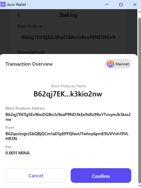 Auro Wallet Staking